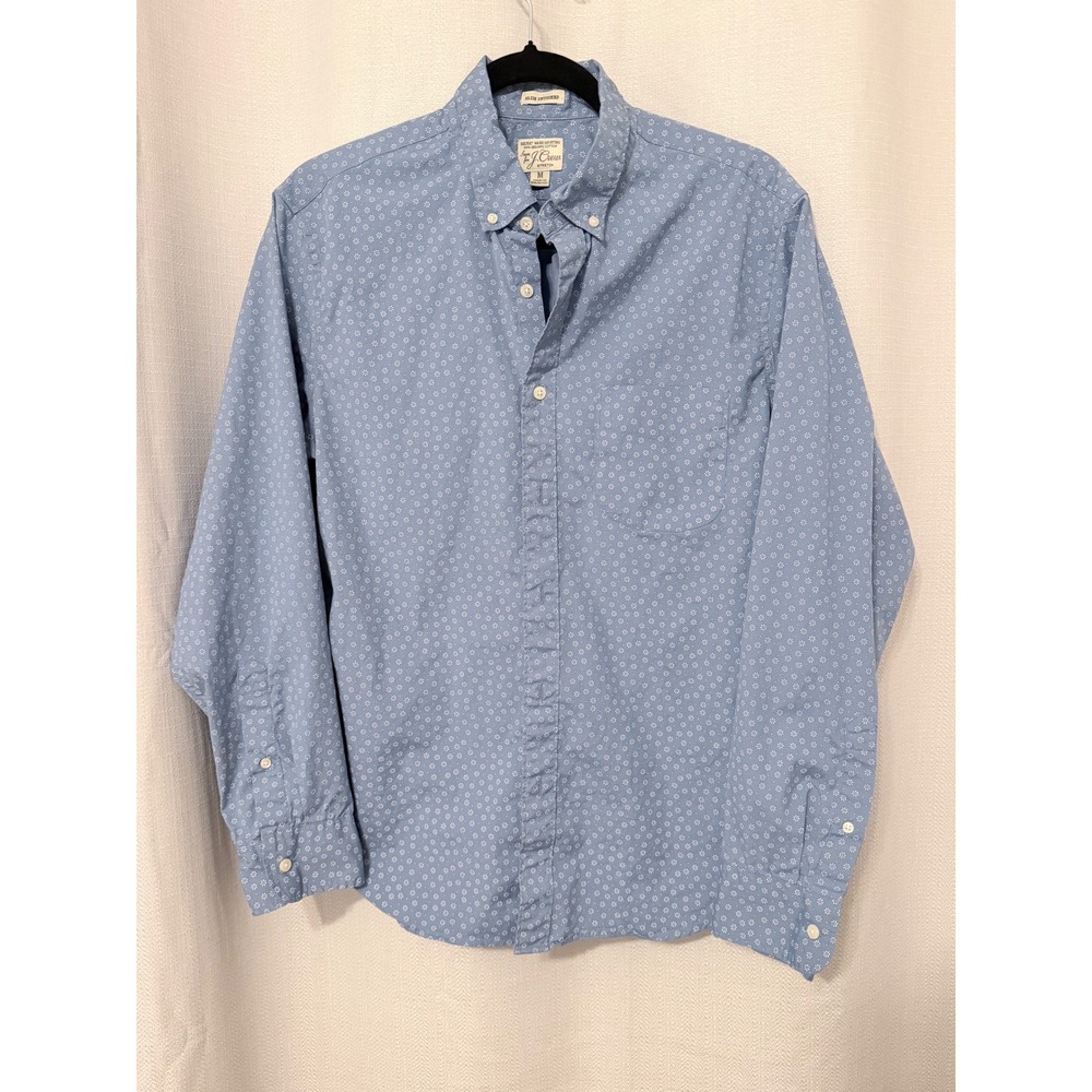 J.Crew Mens Slim Untucked Secret Wash Shirt Blue Floral Daisy Print M Organic